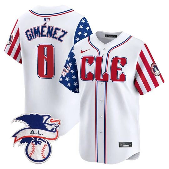 Men's Cleveland Guardians #0 Andrés Giménez White 2024 Fourth Of July Vapor Premier Limited Stitched Baseball Jersey